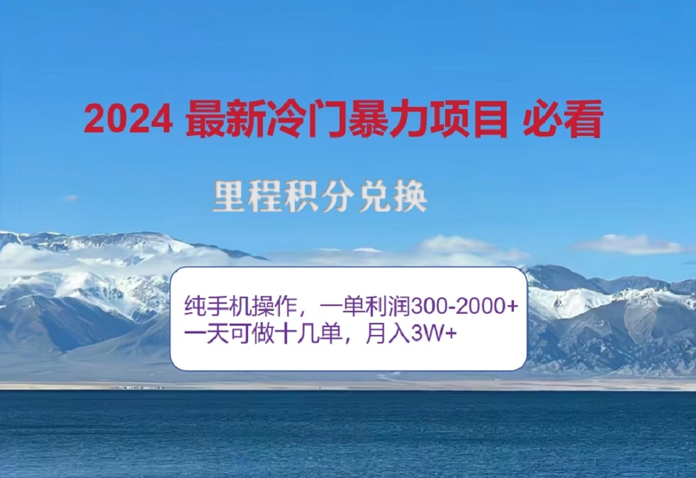 2024惊爆冷门暴利!出行高峰来袭,里程积分,高爆发期,一单300+—2000+,月入过万不是梦!