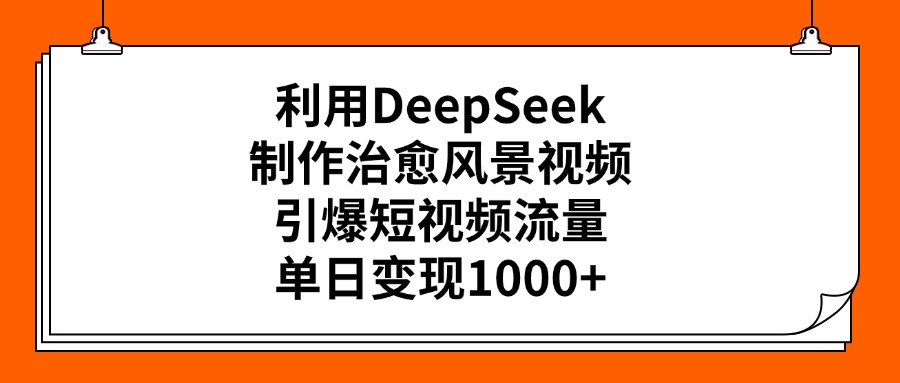 利用DeepSeek,制作治愈风景视频,引爆短视频流量,单日变现1000+